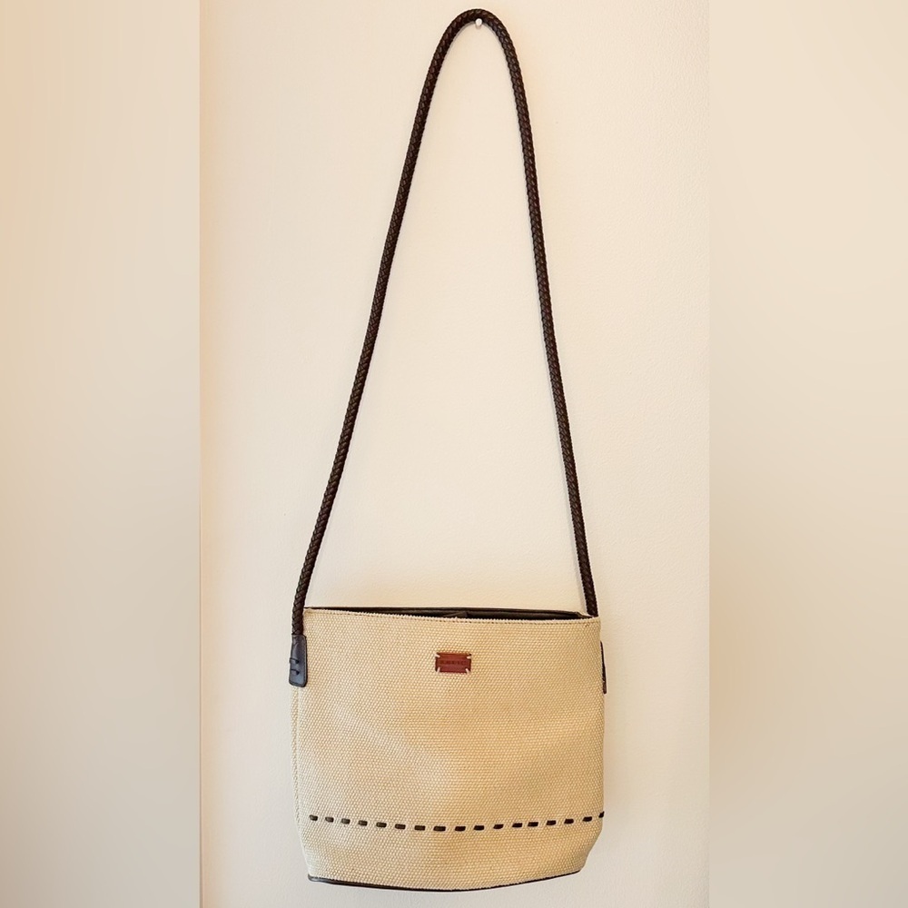 Relic Vintage 90s Woven Braided Leather Strap Handbag Purse Neutral Tan Brown